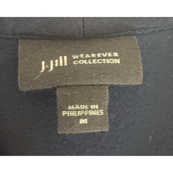 J Jill Wearever Sz M Navy Blue V Neck 3/4 length sleeves Tunic Top. Flowy Casual - Picture 4 of 7